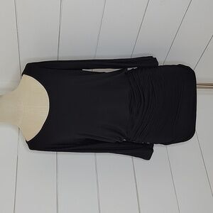 VENUS small black ruched bottom long sleeve dress
